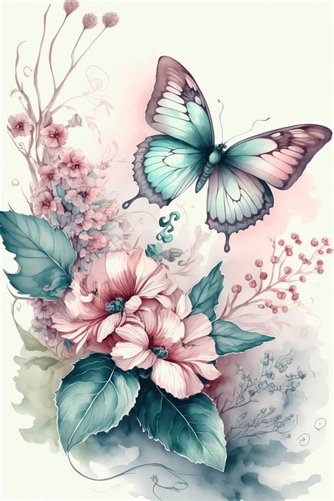 Drawings Of Flowers And Butterflies